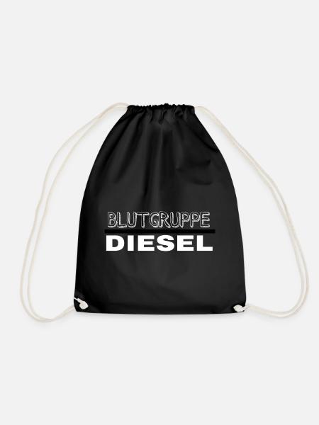 Blood Type Diesel Design on Clothing - Drawstring Bag - black