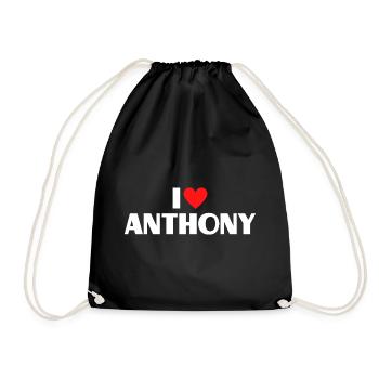I love Anthony Rotes Herz Romantischer Name Fan - Turnbeutel - Schwarz - Vorne