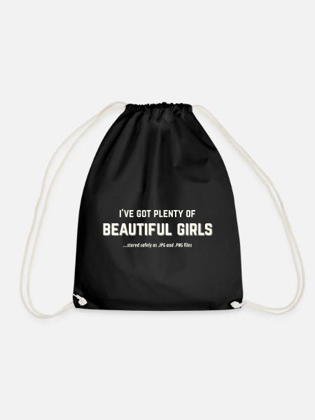 Beautiful Girls Stored as JPG and PNG - Drawstring Bag - black