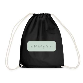 real is rare – minimalist typography - Drawstring Bag - black - Front