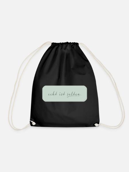 echt ist selten – minimalistische Typografie - Turnbeutel - Schwarz