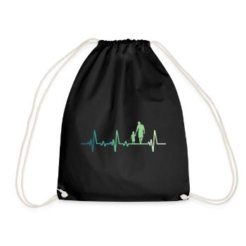 Vater und Sohn Herzschlag Geschenk Vater Sohn - Turnbeutel - Schwarz - Vorne