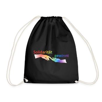 Solidarität gewinnt Pride T-Shirt Regenbogen - Turnbeutel - Schwarz - Vorne