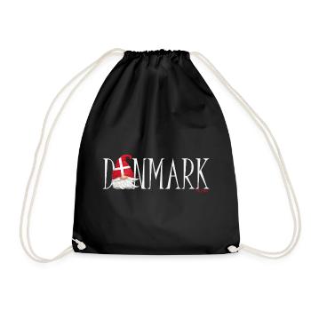 Danish winter gnome with flag hat - Drawstring Bag - black - Front