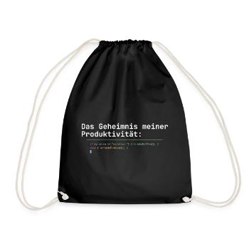 Programmierer Kaffee Geheimnis der Produktivität - Turnbeutel - Schwarz - Vorne