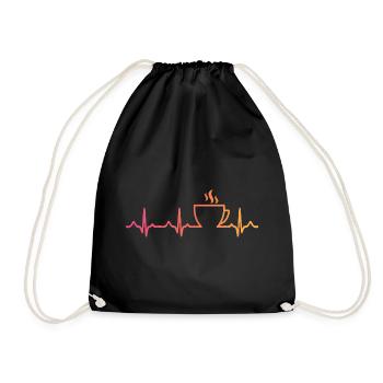 Sunset Coffee, Heartbeat, Coffee - Drawstring Bag - black - Front