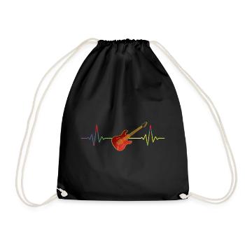 Musicien Heartbeat - Cadeau pour guitariste guitariste - Sac de sport léger - noir - Devant