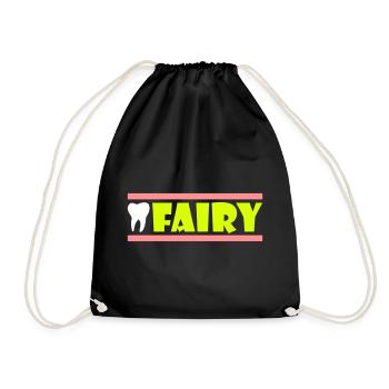 Fée des dents (dent, poutre) - Sac de sport léger - noir - Devant