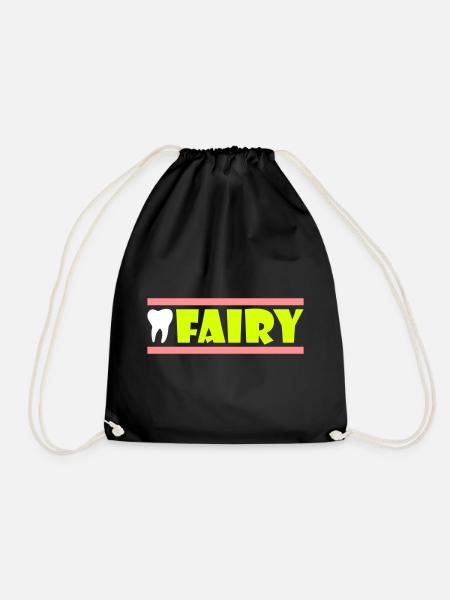 Tooth fairy (tooth, beam) - Drawstring Bag - black
