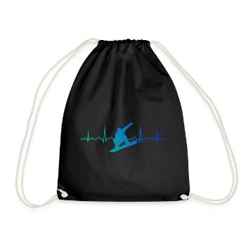 Snowboarder Wintersport Damen Herren Snowboard - Turnbeutel - Schwarz - Vorne