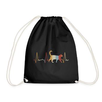 Heartbeat Cat - Drawstring Bag - black - Front