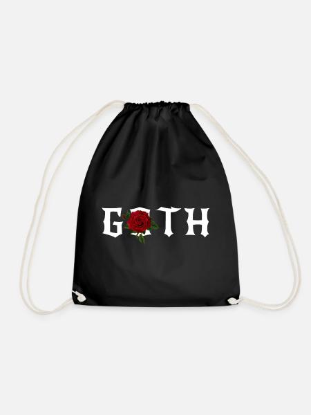 Gothic, Gothic-Thema mit roter Rose - Turnbeutel - Schwarz