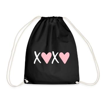 XOXO Hugs and Kisses - Drawstring Bag - black - Front