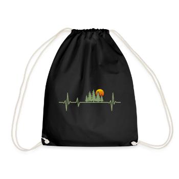 Trees Heartbeat Forest Wildlife Nature Outdoor - Drawstring Bag - black - Front
