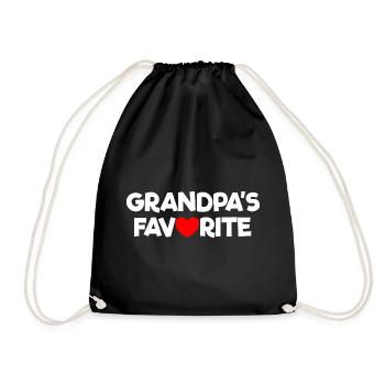 Favorite grandchild Red heart Grandpa's favorite - Drawstring Bag - black - Front