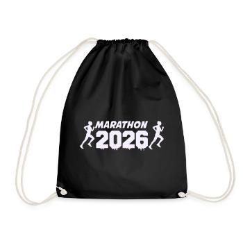 Marathon 2026 Runner Silhouette Design - Drawstring Bag - black - Front