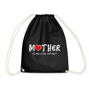 Mutter ist mein Lebensgeist Herz Liebe Zitat - Turnbeutel - Schwarz - Vorne