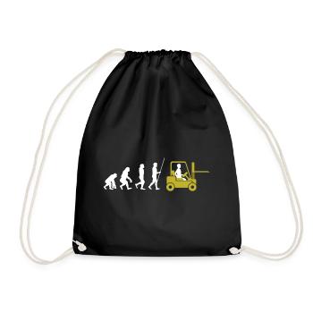 Evolution to a forklift driver - Drawstring Bag - black - Front