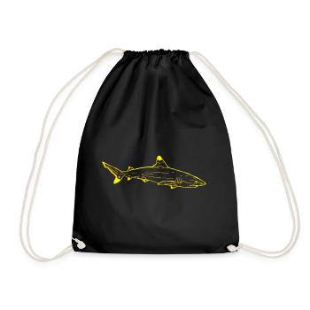 Shark in yellow - Drawstring Bag - black - Front