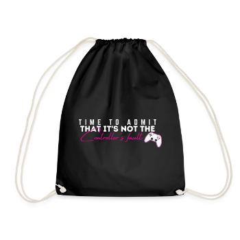Controller's Fault Gamer Meme Tee - Drawstring Bag - black - Front