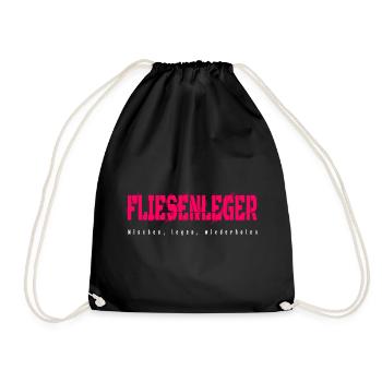 Fliesenleger Design - Turnbeutel - Schwarz - Vorne