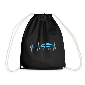 pulse helsinki heartbeat finland symbol icon Logo - Drawstring Bag - black - Front