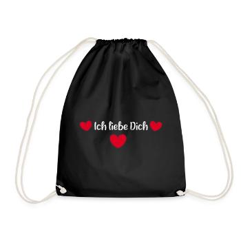 rotes Herz rot Herzen rot Herz Geschenk - Turnbeutel - Schwarz - Vorne