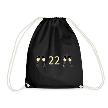 22.Geburtstag 22 Jahre Jubiläum 22 Jahre Zahl 22 - Turnbeutel - Schwarz - Vorne