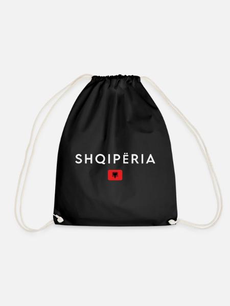 Albanian flag, Albanian pride - Drawstring Bag - black