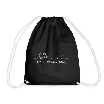 Mowing in Germany – Made in Germany Sheep Pun - Drawstring Bag - black - Front