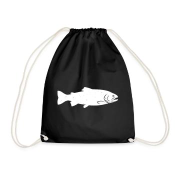 Trout trout silhouette wild fly fishing - Drawstring Bag - black - Front