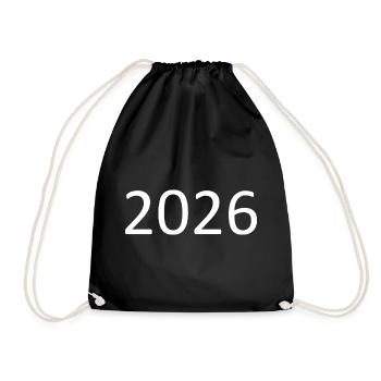 2026 Number White - Drawstring Bag - black - Front