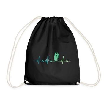 surf battement de coeur cadeau surfeur - Sac de sport léger - noir - Devant