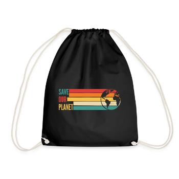 Save Our Planet Shirt Retro Environment - Drawstring Bag - black - Front