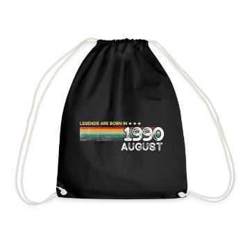 August 1990 Geschenk, geboren 1990, alles Gute zum Geburtstag - Turnbeutel - Schwarz - Vorne