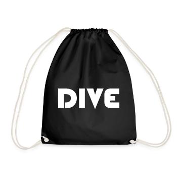 dive diver freediving diver dive icon logo - Drawstring Bag - black - Front