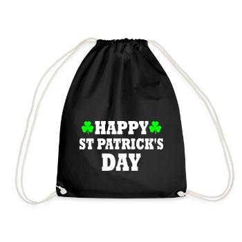 happy st patrick's day - Drawstring Bag - black - Front