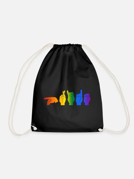 ASL Pride I - Farben der Pride-Flagge - Turnbeutel - Schwarz