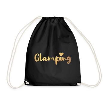 Glamping Herz Gold Luxus Camping Camper - Turnbeutel - Schwarz - Vorne