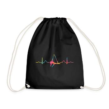 Vertical Scarf Heartbeat Aerial Acrobatics Aerial Silk - Drawstring Bag - black - Front