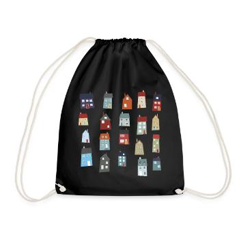 Houses - Drawstring Bag - black - Front