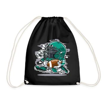 AMERICAN FOOTBALL SPIELER- Football Comic Geschenk - Turnbeutel - Schwarz - Vorne