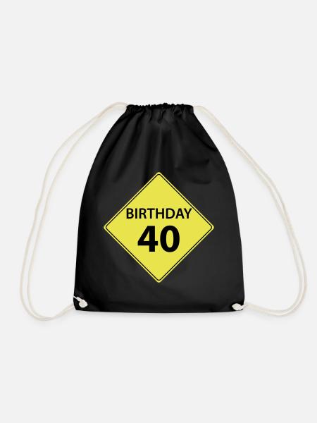 Motive shield birthday 40. 40 - Drawstring Bag - black