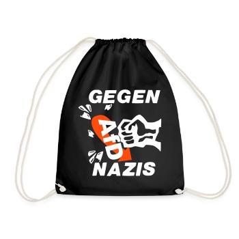 Gegen Nazis - Gegen AfD - Gegen Rechts -Nazis raus - Turnbeutel - Schwarz - Vorne