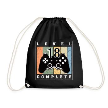 18th birthday Level 18th birthday 18 years Gaming - Drawstring Bag - black - Front