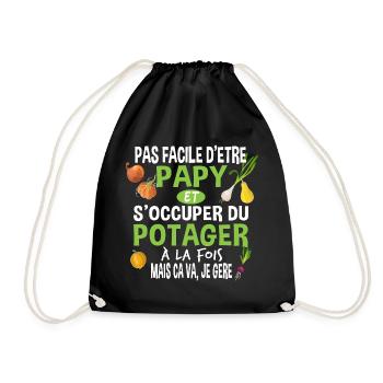 Papy potager jardinage Cadeau grand-père jardinier - Sac de sport léger - noir - Devant