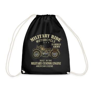Military Ride American Legend Motorbike Journey - Drawstring Bag - black - Front