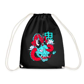 Oni Maske Vaporwave Aesthetic Drache Japan E-Girl - Turnbeutel - Schwarz - Vorne