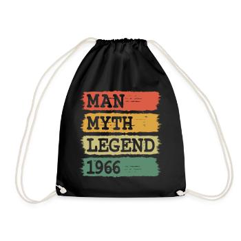 1966 Vintage Man Myth Legend Birthday - Drawstring Bag - black - Front