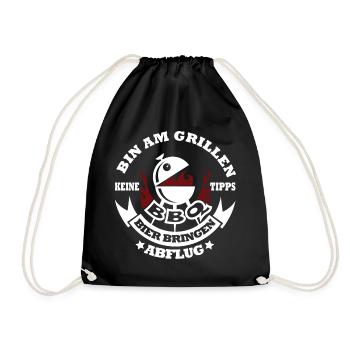 Grill-Motiv mit Bier-Design - Turnbeutel - Schwarz - Vorne